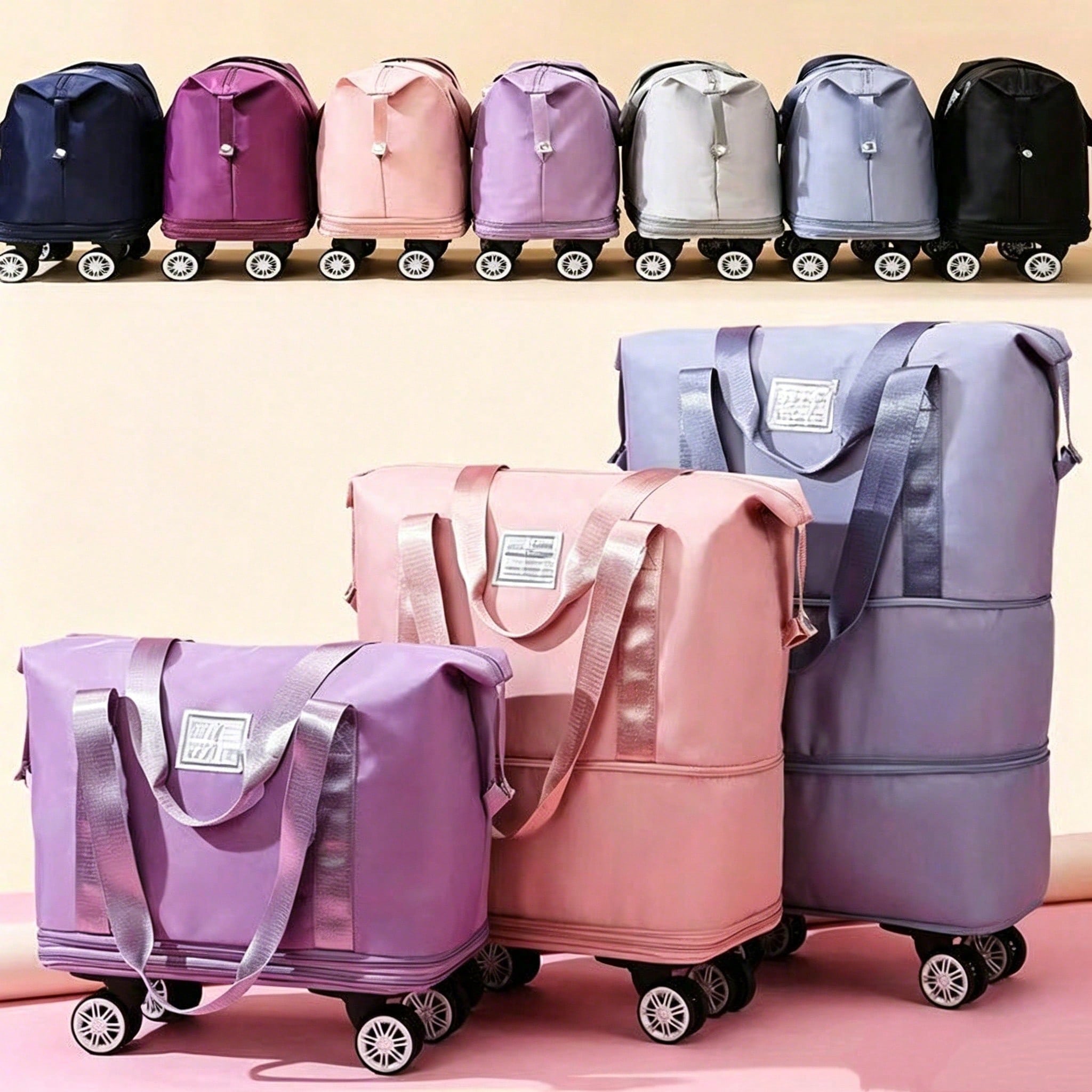 Foldable Rolling Luggage Bag - Sac de voyage à roulettes extensible,