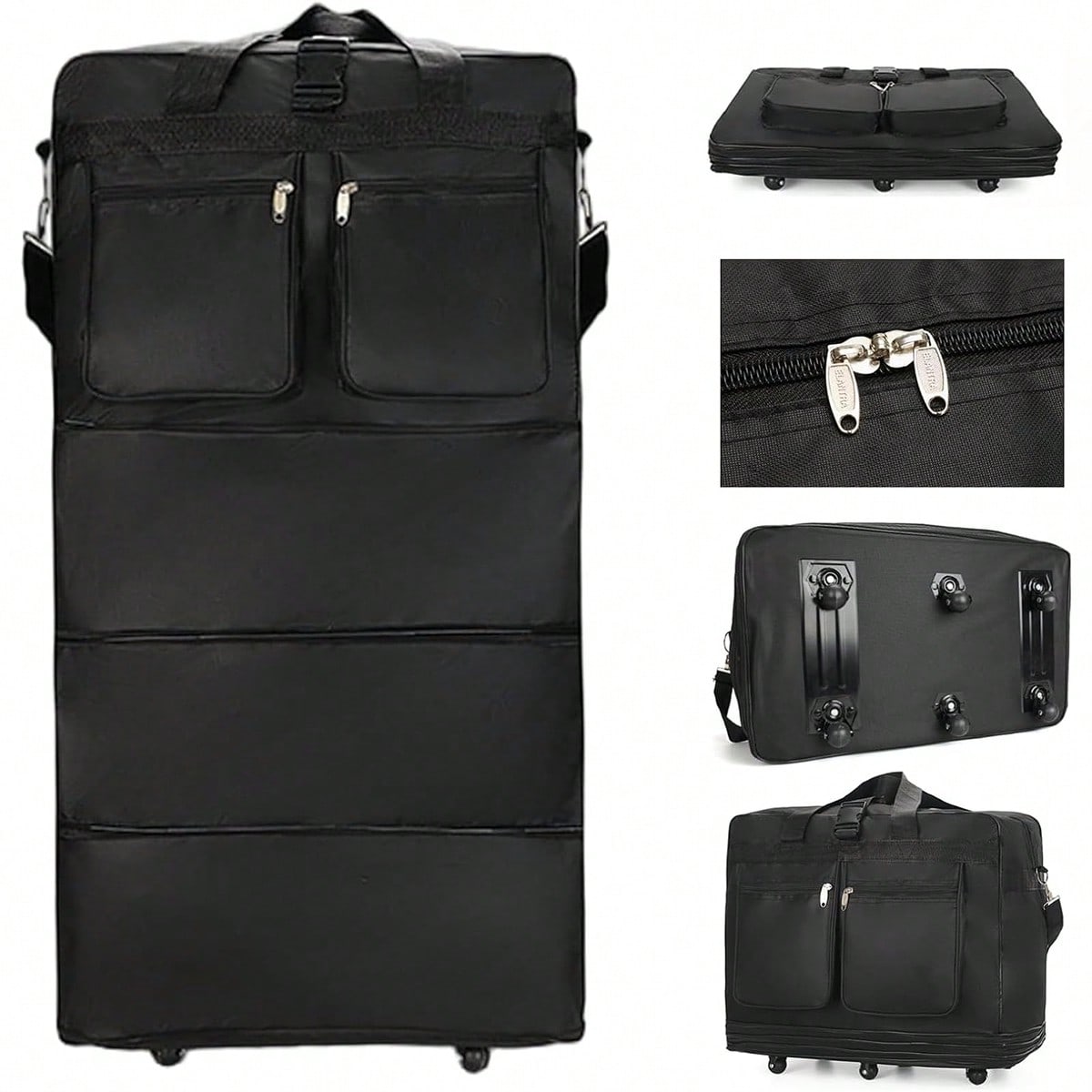 Sac de voyage à roulettes noir - Foldable Rolling Luggage Bag avis et prix